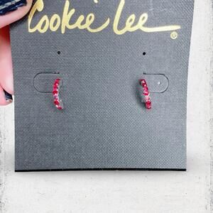 135. Cookie Lee Crystal Red Mini Hoops